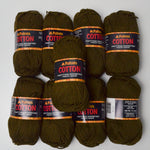 Dark Olive Green Patons Cotton Knitting Worsted Yarn - 9 Skeins