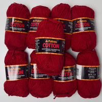 Red Patons Cotton Knitting Worsted Yarn - 9 Skiens