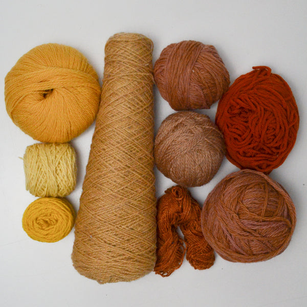 Orange + Yellow Wool + Natural Fiber Yarn Bundle