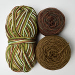 Brown + Green Variegated Yarn - 3 Skeins