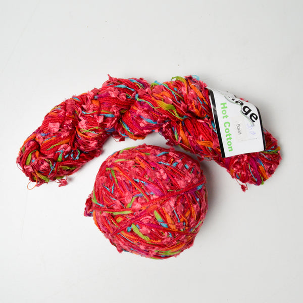 Red Variegated Hot Cotton Cotton Blend Yarn - 2 Skeins