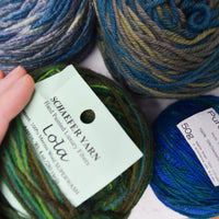 Blue + Green Variegated Wool + Silk Yarn Bundle