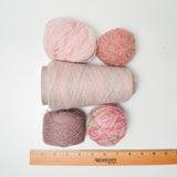 Mauve + Variegated Pink Wool + Natural Fiber Yarn Bundle - 5 Balls