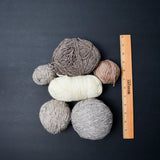 White + Brown Wool Blend Yarn Bundle - 6 Balls