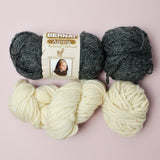 Gray + White Alpaca, Acrylic + Wool Blend Yarn - 4 Skeins