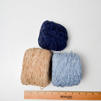 Blue + Tan Chenille Yarn Bundle - 3 Skeins