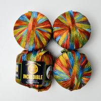 Colorful Variegated Lion Brand Incredible Ribbon Yarn - 4 Balls