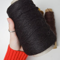 Black + Brown Animal Fiber + Cotton Yarn - 3 Cones