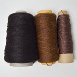 Black + Brown Animal Fiber + Cotton Yarn - 3 Cones