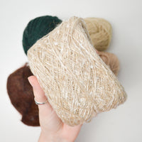 Brown + Green Wool, Mohair + Cotton Yarn Bundle