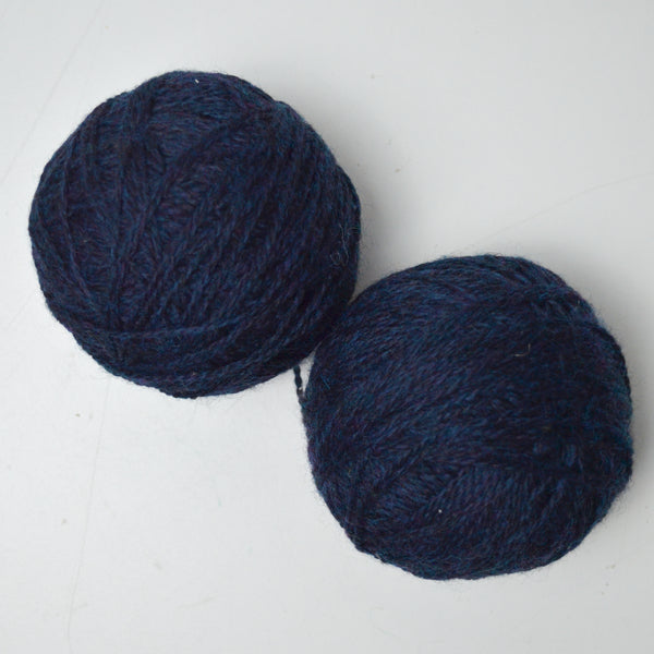 Dark Blue-Black Wool Yarn - 2 Balls