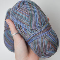 Brown + Teal Variegated Wool Blend Sock Yarn - 2 Skeins