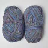 Brown + Teal Variegated Wool Blend Sock Yarn - 2 Skeins