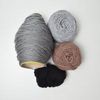 Brown + Gray Worsted Wool + Acrylic Blend Yarn Bundle - 4 Skeins