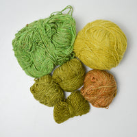 Green, Yellow + Orange Single Ply Wool Yarn Bundle - 6 Balls