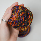 Purple, Green + Orange Variegated Wool Blend Sock Yarn - 2 Balls