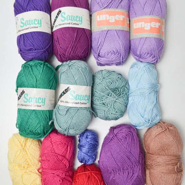 Colorful Mercerized Cotton Yarn Bundle - 14 Skeins