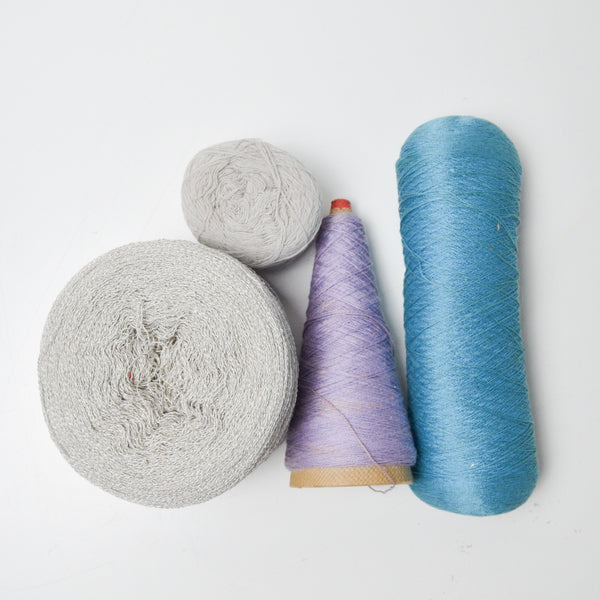 Blue + Purple Cotton + Acrylic Lace Weight Yarn Bundle - 4 Skeins