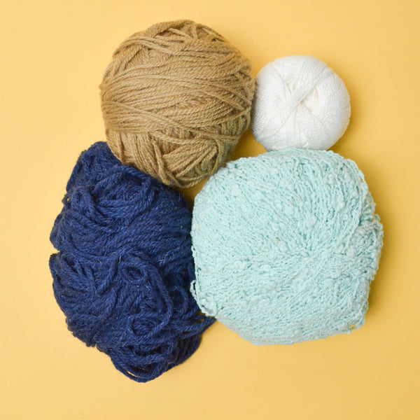 Wool, Cotton + Blended Fiber Yarn Bundle - 4 Balls