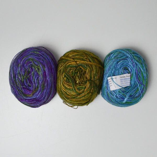 Variegated Yarntopia Treasures Merino Silk Sport Yarn - 3 Skeins