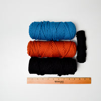 Black, Brown + Blue Macrame Cord - 4 Spools