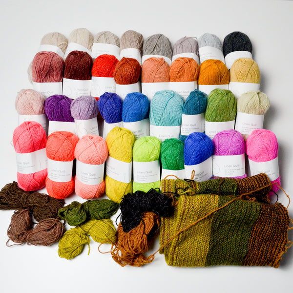 Rainbow Purl Soho Linen Quill Mini Yarn Bundle + Partial Project