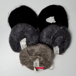 Black, Gray + Beige Mohair + Acrylic Blend Yarn - 5 Skeins