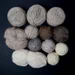 Beige + White Wool + Natural Fiber Blend Yarn Bundle - 12 Balls