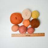 Orange, Yellow + Pink Wool + Natural Fiber Yarn Bundle