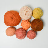 Orange, Yellow + Pink Wool + Natural Fiber Yarn Bundle