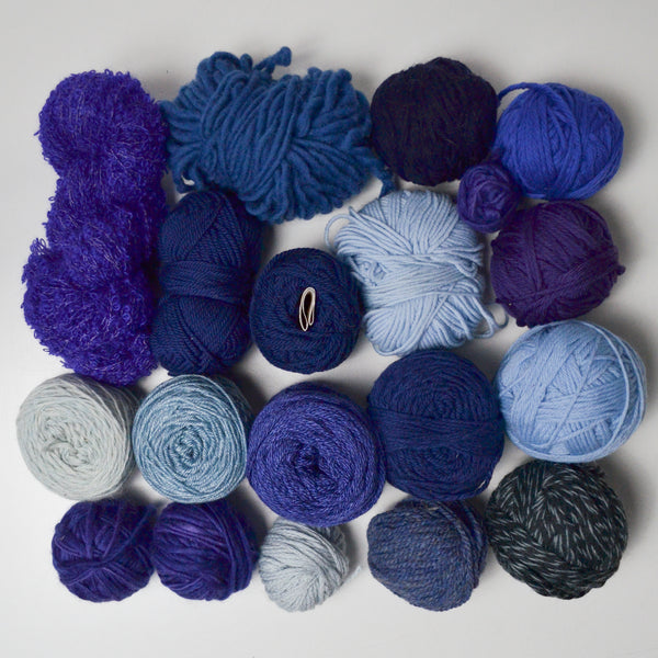 Blue Wool + Natural Fiber Blend Yarn Bundle