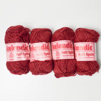 Red Icelandic Soft Spun Wool Yarn - 4 Skeins