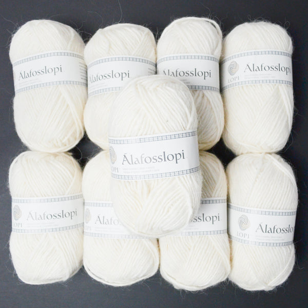 White Lopi Alafoss Lopi Icelandic Wool Yarn - 9 Skeins