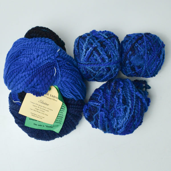 Blue Variegated Shaefer Yarns Elaine Boucle Merino Wool Yarn - 2+ Skeins