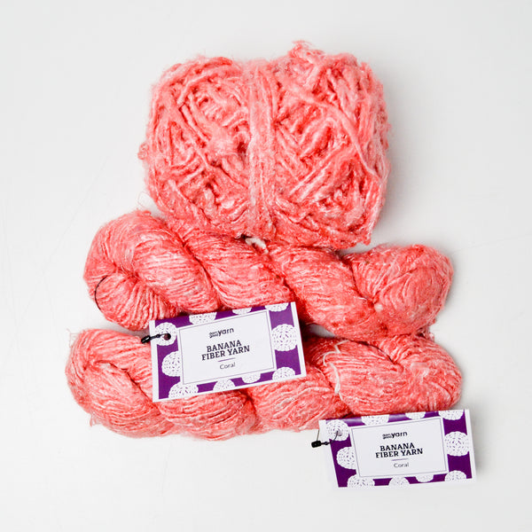 Coral Pink Darn Good Yarn Banana Fiber Yarn - 3 Skeins