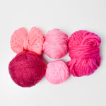 Pink Wool + Natural Fiber Yarn Bundle - 5 Balls