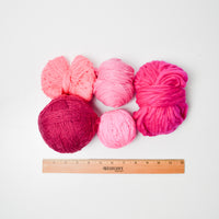 Pink Wool + Natural Fiber Yarn Bundle - 5 Balls