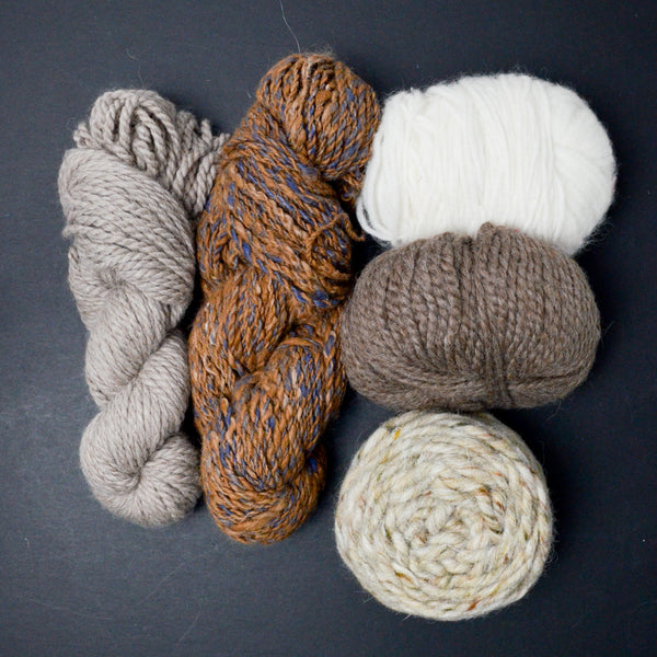 Neutral Bulky Wool + Natural Fiber Yarn Bundle - 5 Skeins