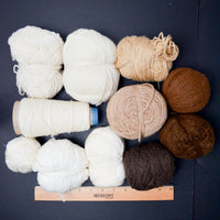 Brown + White Wool + Natural Fiber Yarn Bundle - 11 Skeins