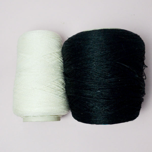 Black + White Linen and Hemp Yarn - 2 Cones