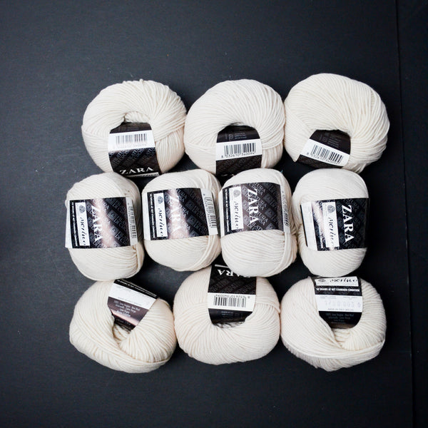 White Filatura Di Crosa Zara Merino Extrafine New Wool DK Yarn - 10 Balls