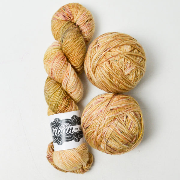 Golden Brown The Urban Purl Lux Hi-Twist Sock Merino + Silk Blend Yarn - 3 Skeins