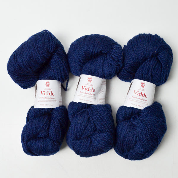 Deep Blue Hillesvag Ullvarefabrikk Vidde Worsted Wool Yarn - 3 Skeins