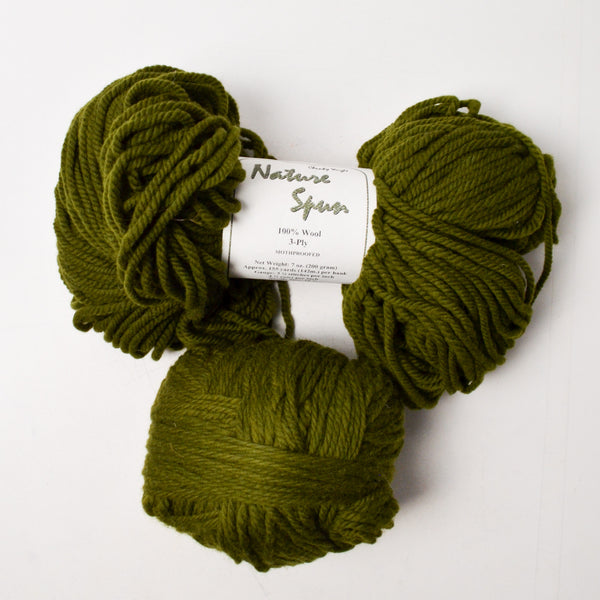 Olive Green Nature Spun 3-Ply Wool Yarn - 2 Skeins