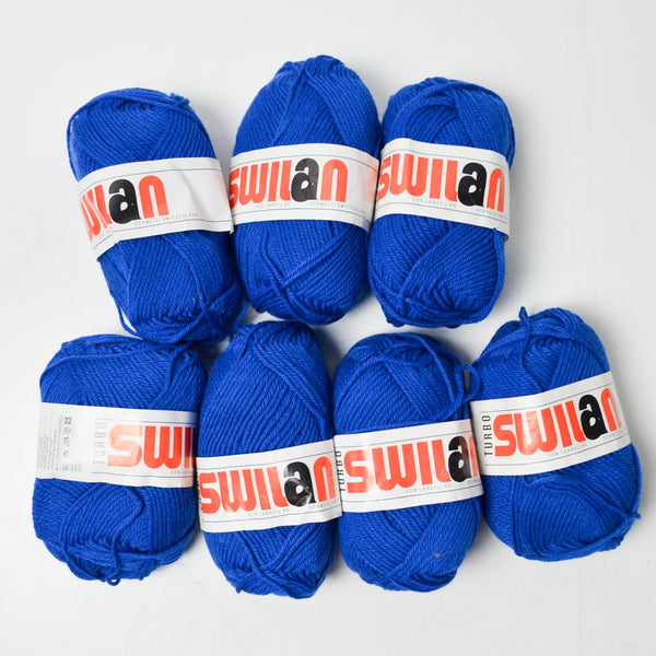 Royal Blue Turbo Swilan Wool Yarn - 7 Skeins