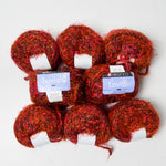 Red + Gold Metallic Berroco Lavish Fuzzy Novelty Yarn - 8 Skeins