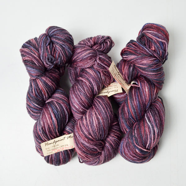 Purple Handpaint Merino Silk Yarn - 3 Skeins