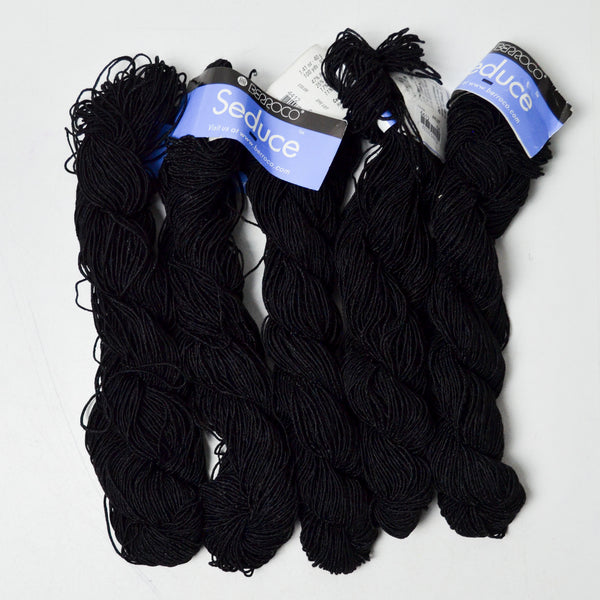 Black Berroco Seduce Rayon, Linen, Silk + Nylon Blend Cord Yarn - 5 Skeins