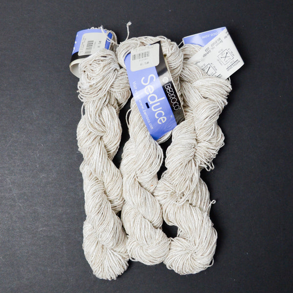 Off-White Berroco Seduce Rayon, Linen, Silk + Nylon Blend Cord Yarn - 3 Skeins