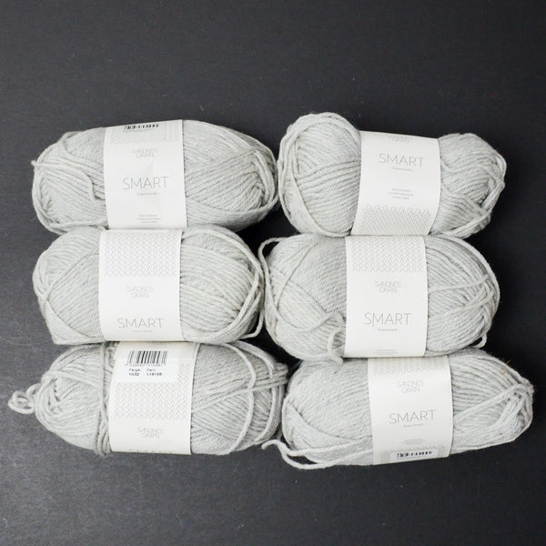 Light Gray Sandnes Garn Smart Superwash Wool Yarn - 6 Skeins